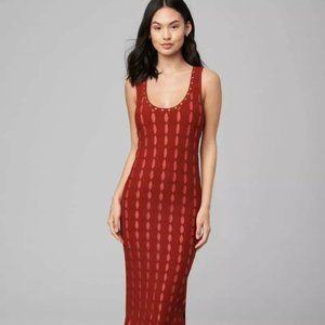 BEBE Pointelle Maxi Knit Tank Dress XXS Side Slits Lined